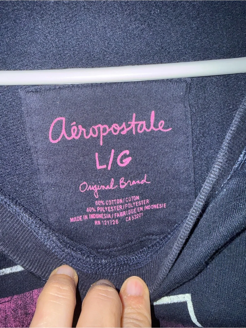 Aeropostale Navy Blue Crop Sweatshirt Pullover Athletic Dept Large L